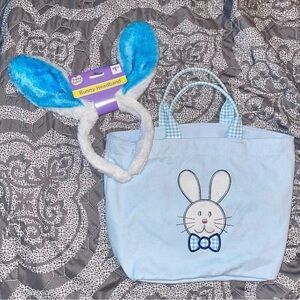 aster Bunny Bag and Bunny Ears, Light Blue